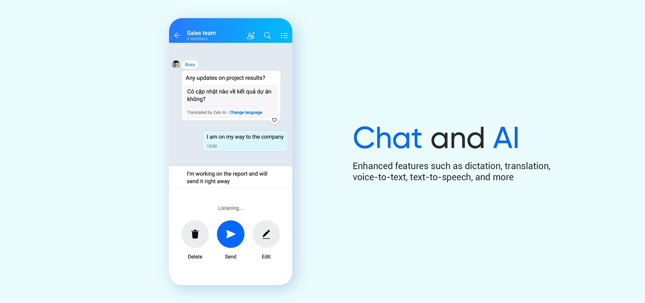 Zalo丰富消息类型与贴纸表情